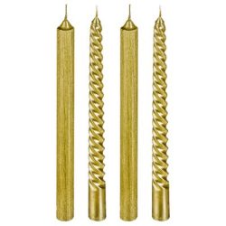 4 Bougies flambeaux 25cm - Or