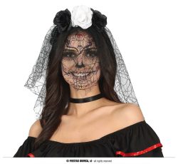 Serre tête dentelle fleurs noires