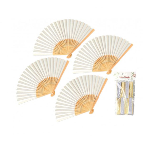 Eventails bambou blanc