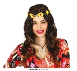 Perruque hippie bandeau fleurs