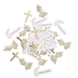Confettis communion blanc or
