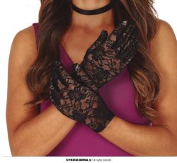 Gants courts dentelle noire