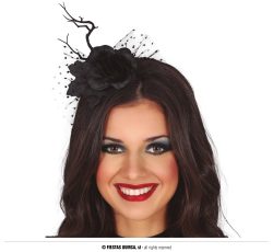 Serre tête fleur noire et voile