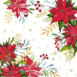 Serviettes poinsettia white