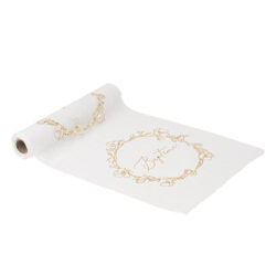 Chemin de table baptême crème et or
