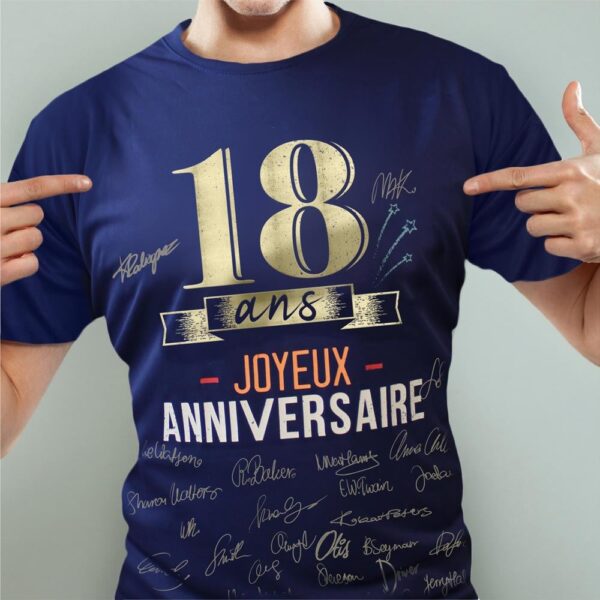 ambiance t-shirt anniversaire bleu 18 ans Espace Fete Agen Boé