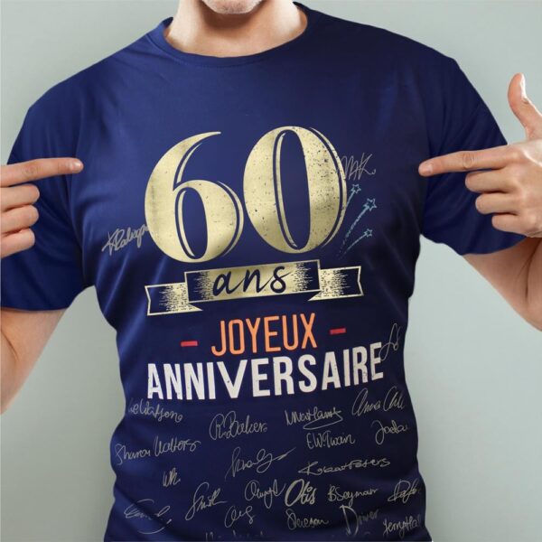 ambiance t-shirt anniversaire bleu 60 ans Espace Fete Agen Boé