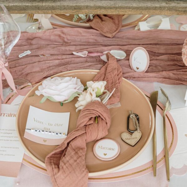 badge parrain marraine rose