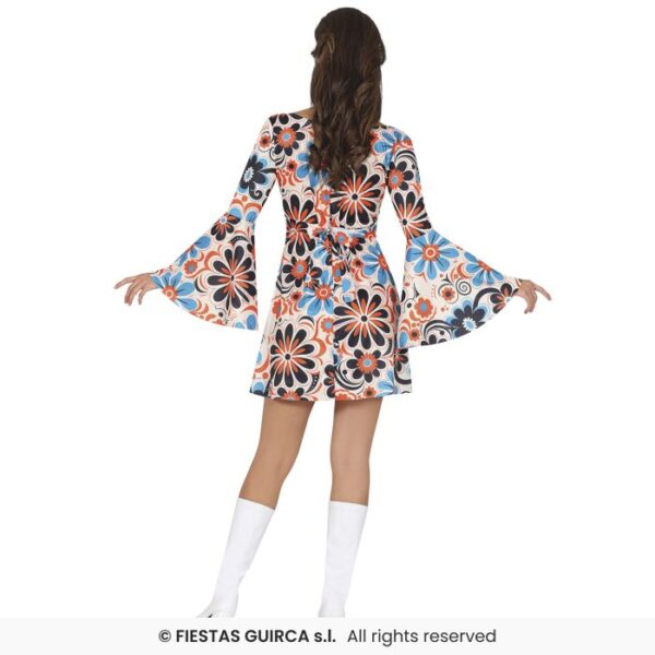 déguisement robe 70's fleurs bleues