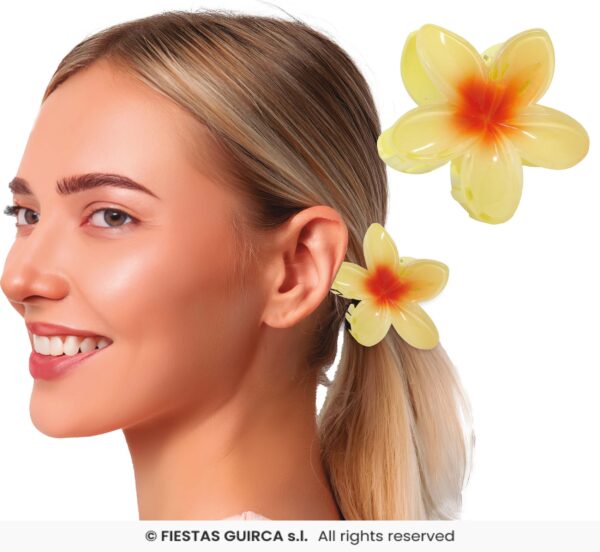 pince fleur cheveux jaune