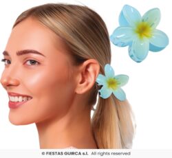 pince fleur cheveux turquoise